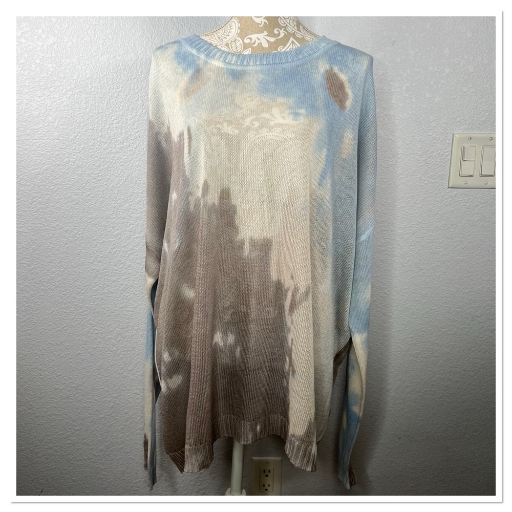 FATE Tie Dye Crew Neck Sweater Lightweight Knit Sz 3X Viscose Blend Sheer NWT - Picture 3 of 8